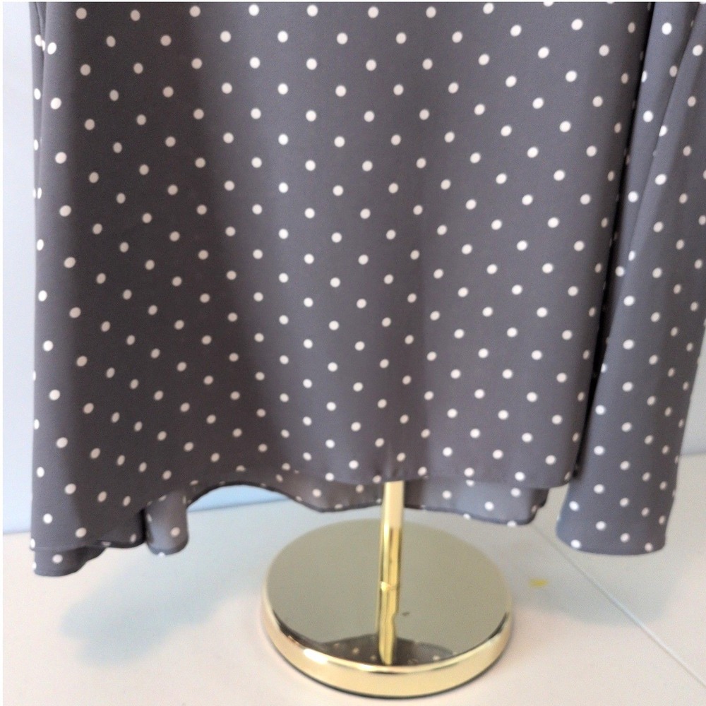 Anne Klein Womens XL Sleeveless Shell Blouse Gray White Polka Dot 102W7X9277 - Picture 5 of 11